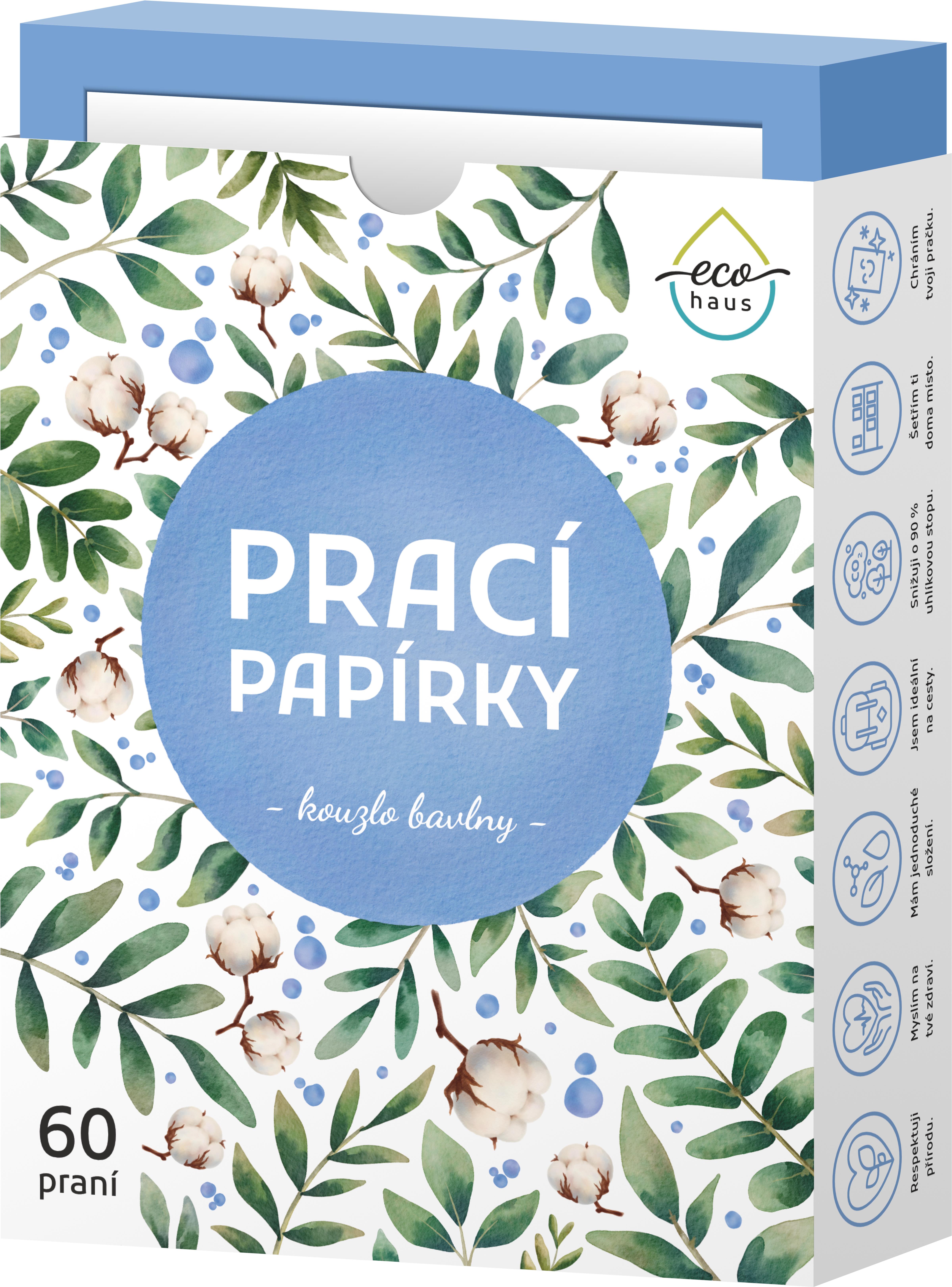 EcoHaus pracie papieriky kúzlo bavlny 60 ks