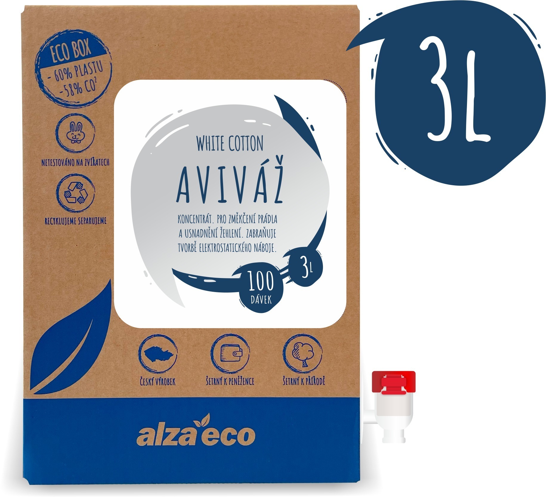 AlzaEco Aviváž White Cotton 3 l (100 praní)
