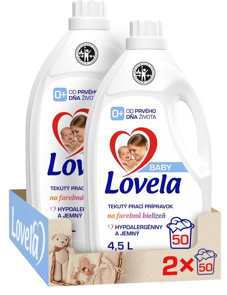 LOVELA Baby tekutý prací prípravok na farebnú bielizeň 2× 4,5 l (100 praní)