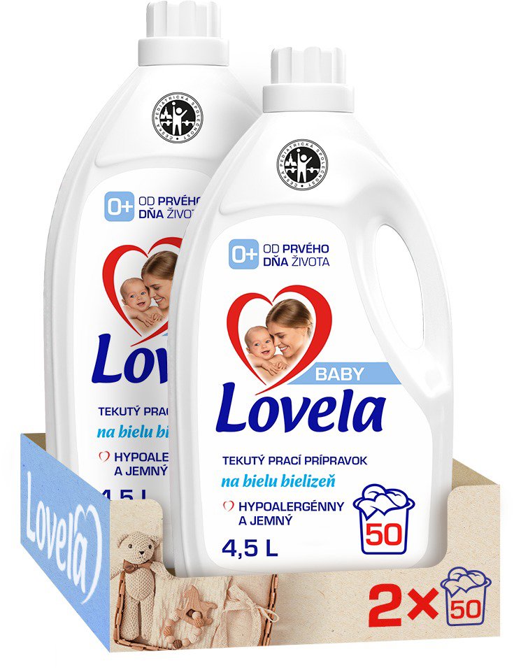 LOVELA Baby tekutý prací prípravok na bielu bielizeň 2× 4,5 l (100 praní)