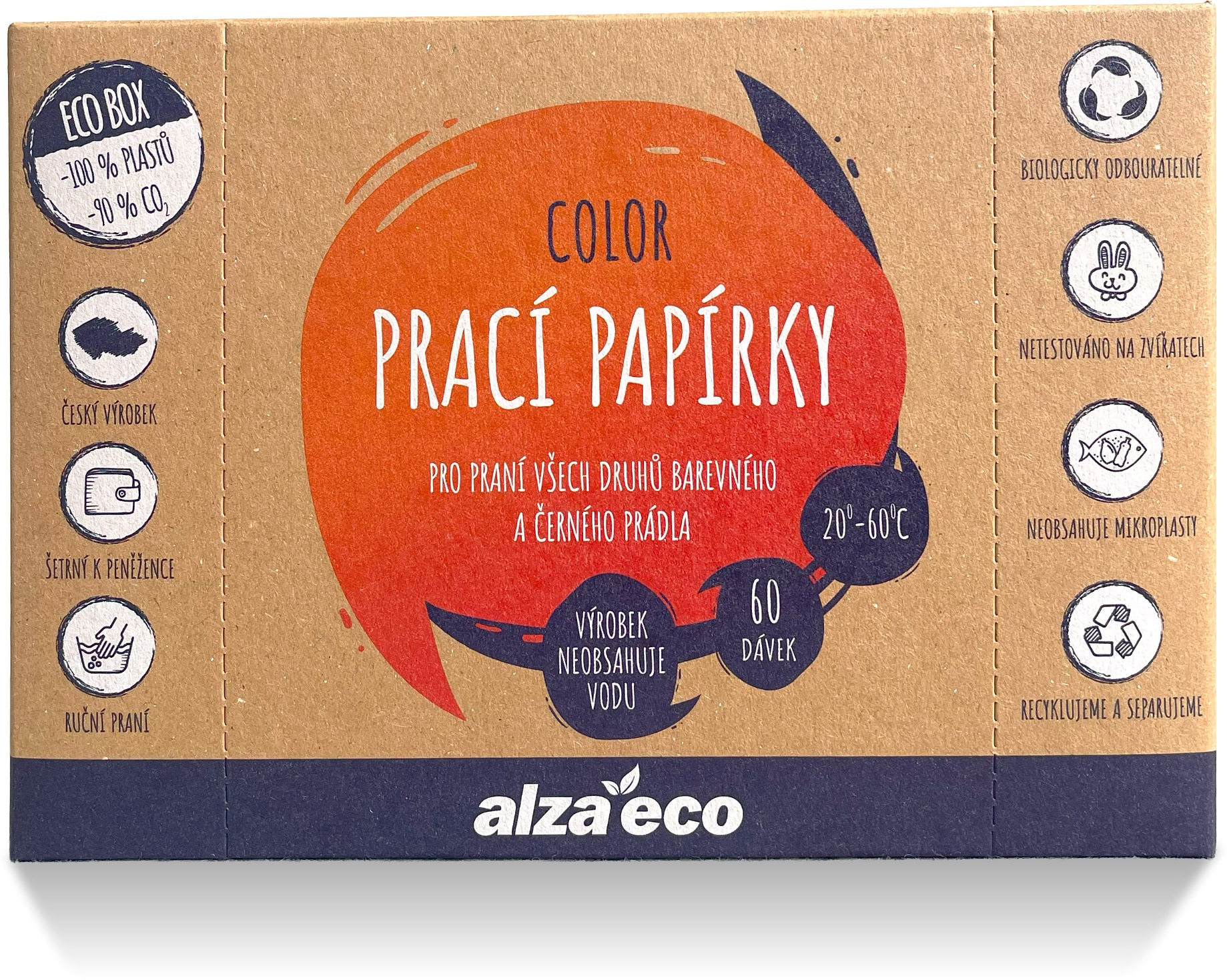 AlzaEco pracie papieriky Color (60 praní)
