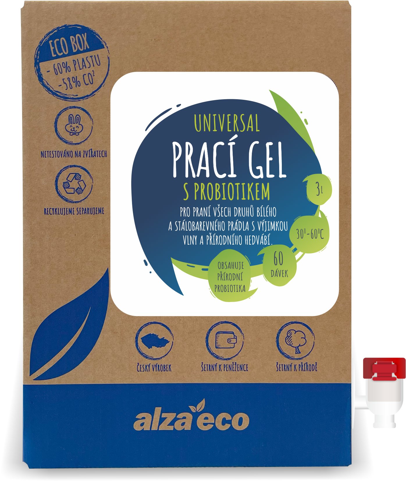 AlzaEco Prací gél Universal s probiotikom 3 l (60 praní)
