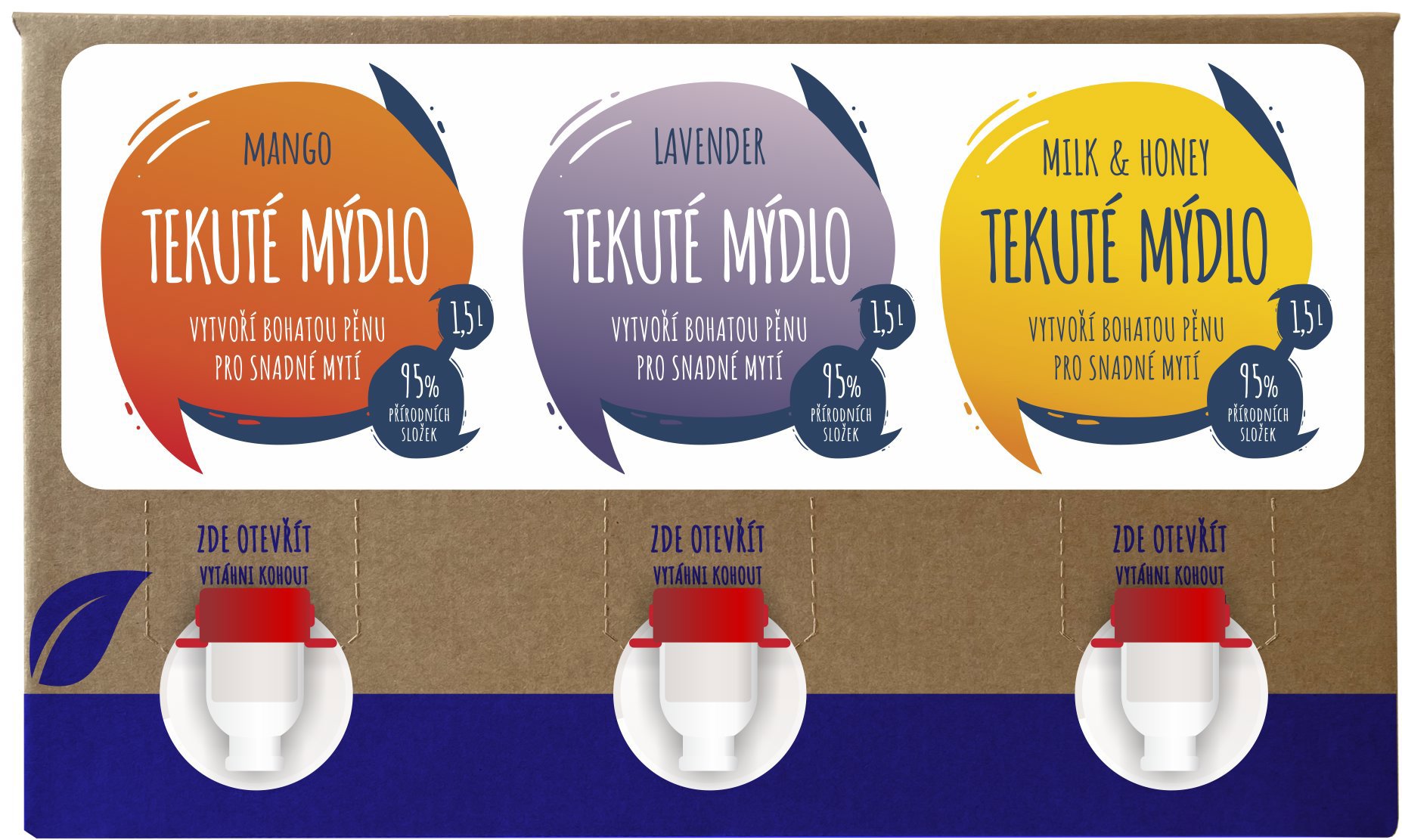 AlzaEco mydlo (Mango, Lavender, Milk & Honey) 3× 1,5 l