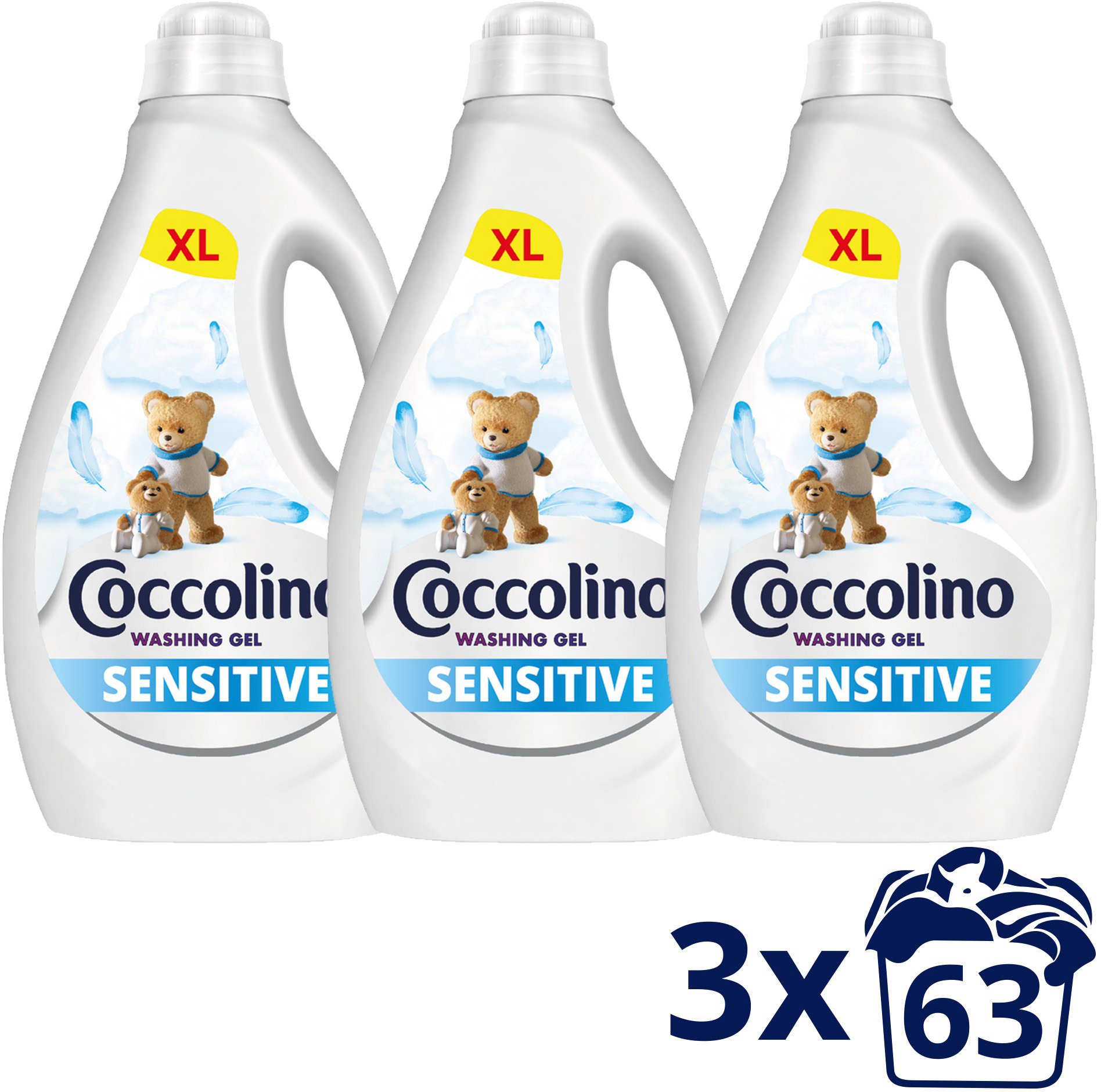 COCCOLINO Sensitive 3× 2,52 l (189 mosadz)