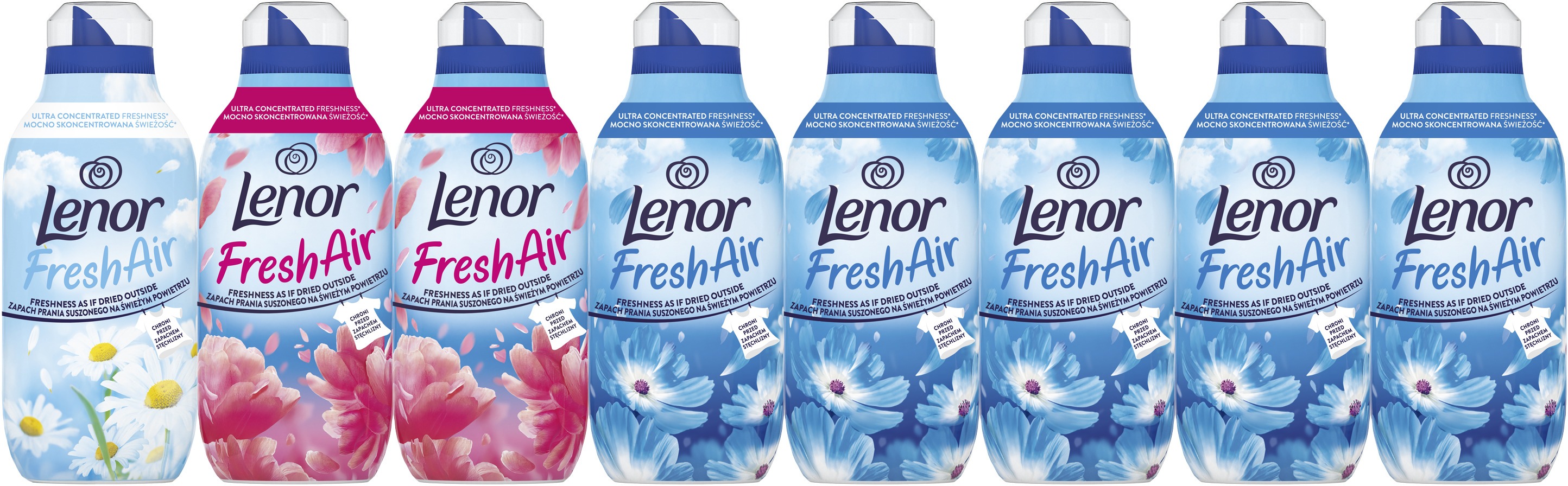 LENOR 1× Sensitive, 2× Pink Blossom, 5× Fresh Wind, 8× 700 ml (400 praní)
