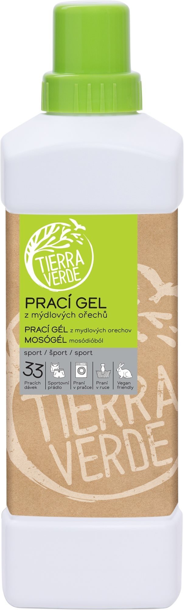 TIERRA VERDE prací gél z mydlových orechov na funkčný športový textil 1 l (33 praní)
