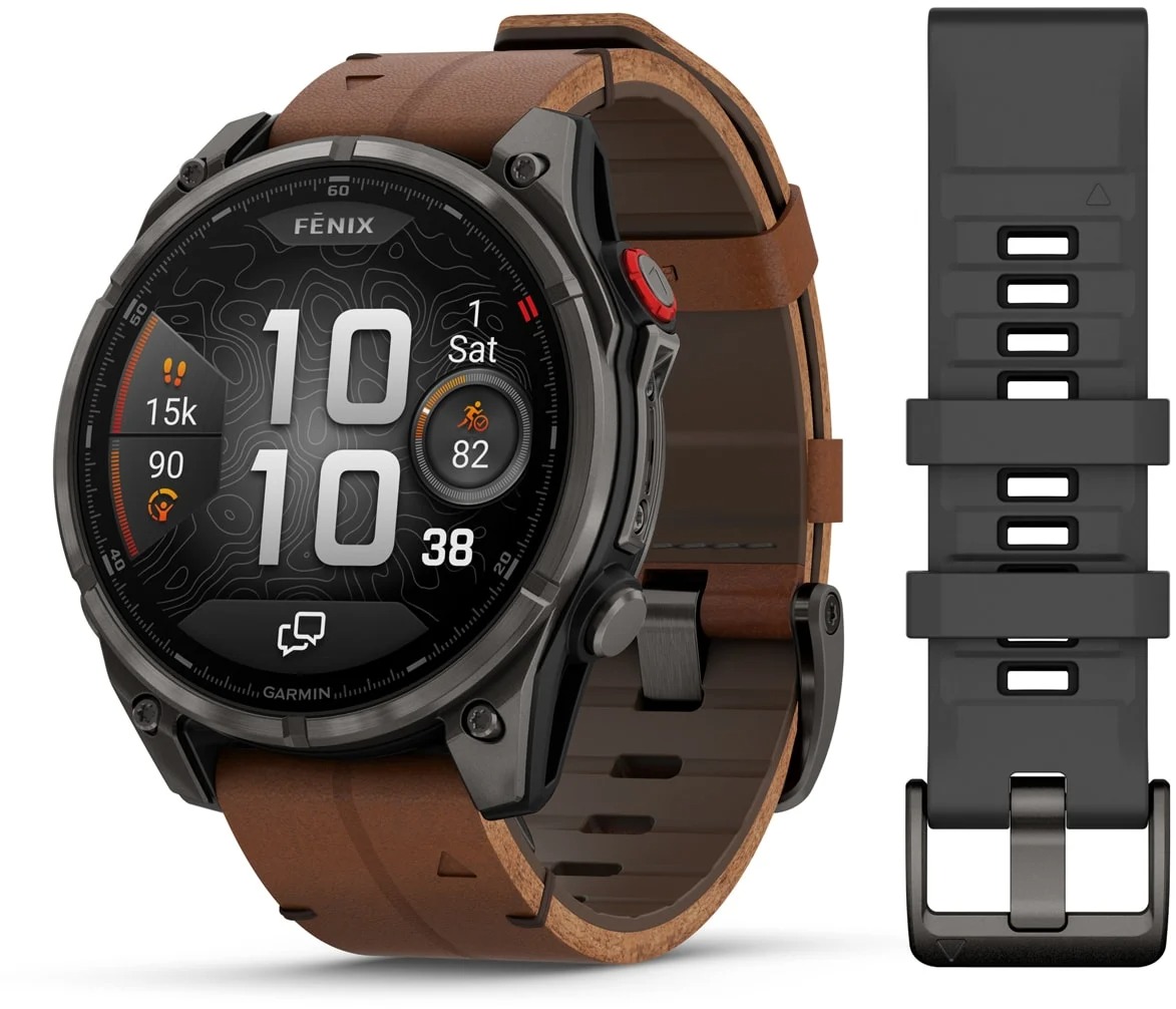Garmin Fenix 8 Pro 47 mm AMOLED Sapphire Carbon grey DLC titán/Chestnut leather