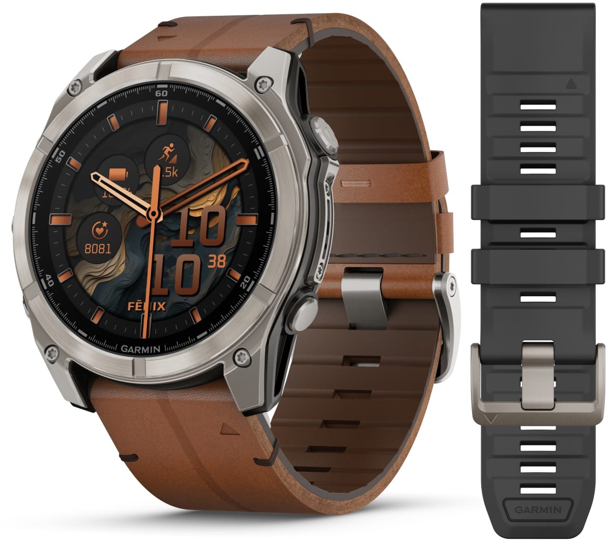 Garmin Fenix 8 51 mm AMOLED Sapphire Titanium/Brown leather