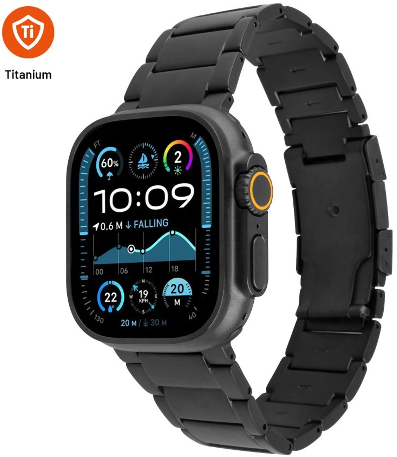 FIXED titánový na Apple Watch 44/45/46/49 mm, čierny