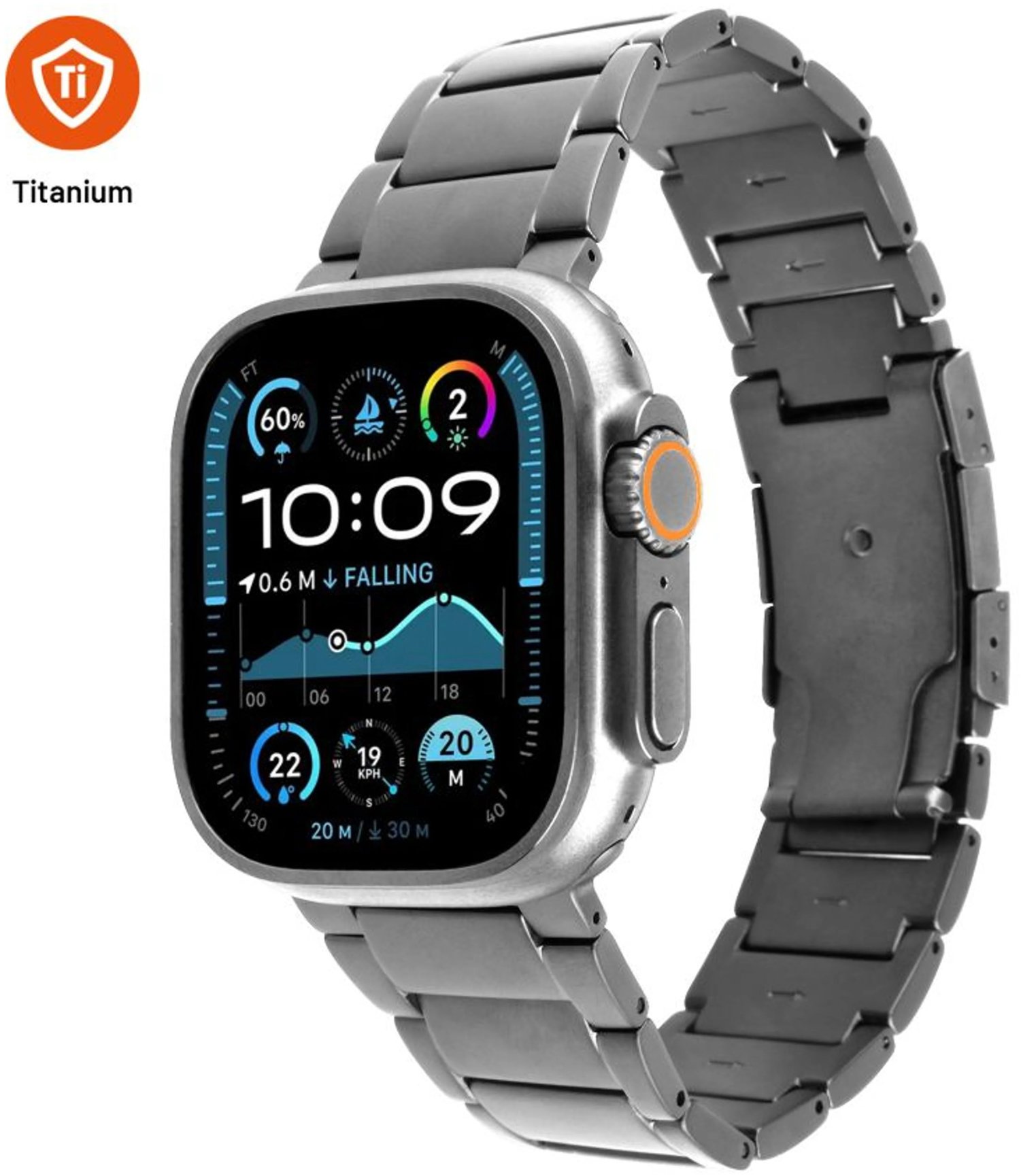 FIXED titánový na Apple Watch 44/45/46/49 mm, prírodný titán