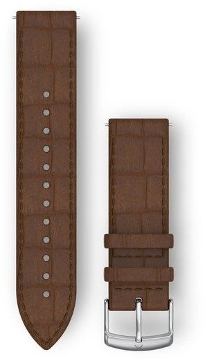 Garmin Quick Release (20 mm) kožený, Dark Brown Embossed – Silver