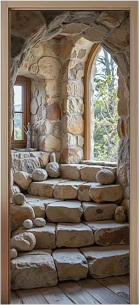 Predator Q1 Samolepiaca foto tapeta 2D na dvere, s kamenným vzhľadom