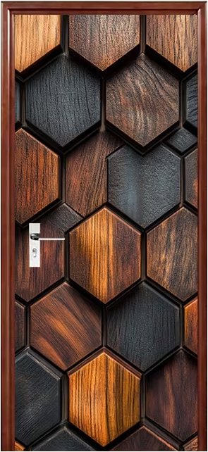 Predator Q1 Samolepiaca tapeta 2D na dvere, geometrický tvar