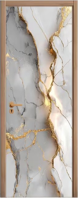 Predator Q1 Samolepiaca tapeta 2D na dvere, biely mramor