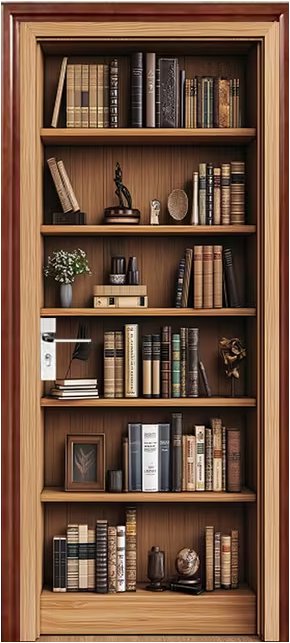 Predator Q1 Samolepiaca tapeta 2D na dvere, knižnica, tmavá