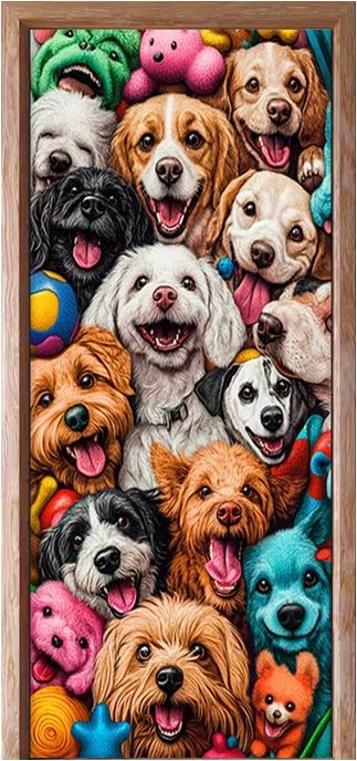 Predator Q1 Samolepiaca tapeta 2D na dvere, obraz psov