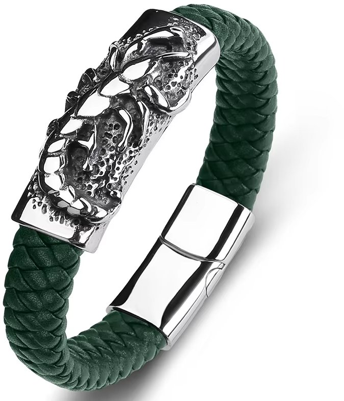 Predator Q1 PD1031-2 Kožený náramok 23 cm škorpión zelený