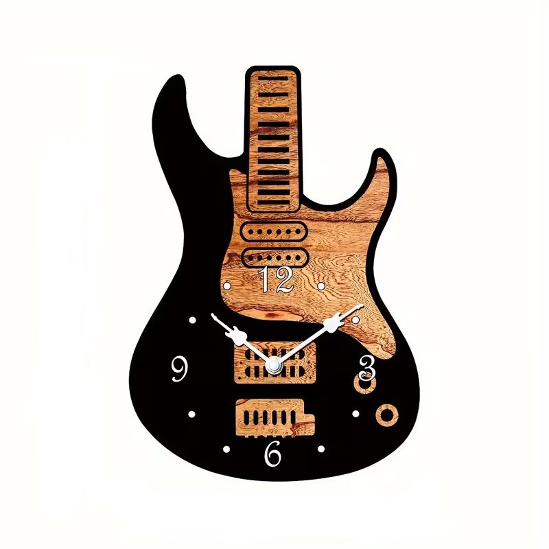 Predator Q1 Nástenné hodiny s dizajnom rockovej gitary 28 cm × 40 cm