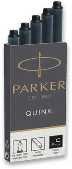 PARKER atramentová, permanentná, čierna – balenie 5 ks