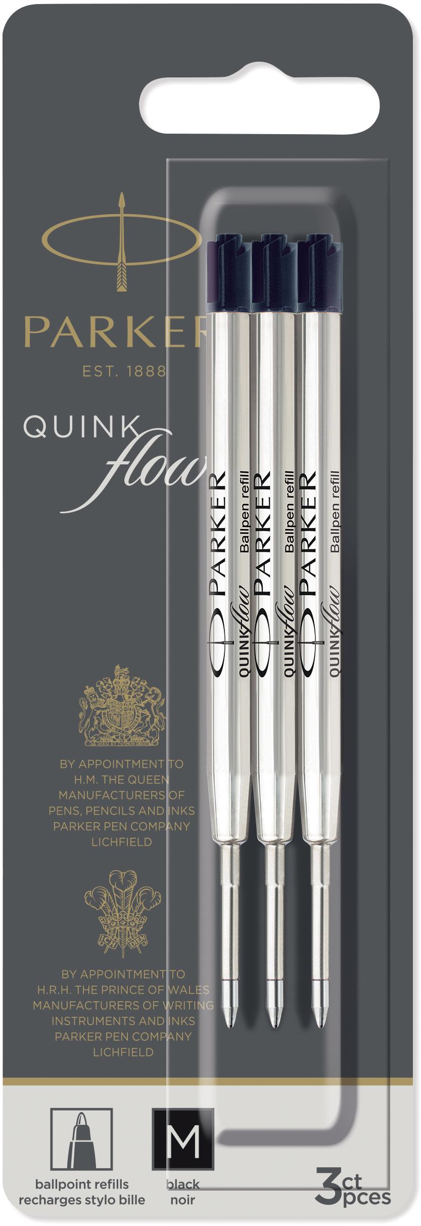 PARKER QuinkFlow M, čierna – balenie 3 ks