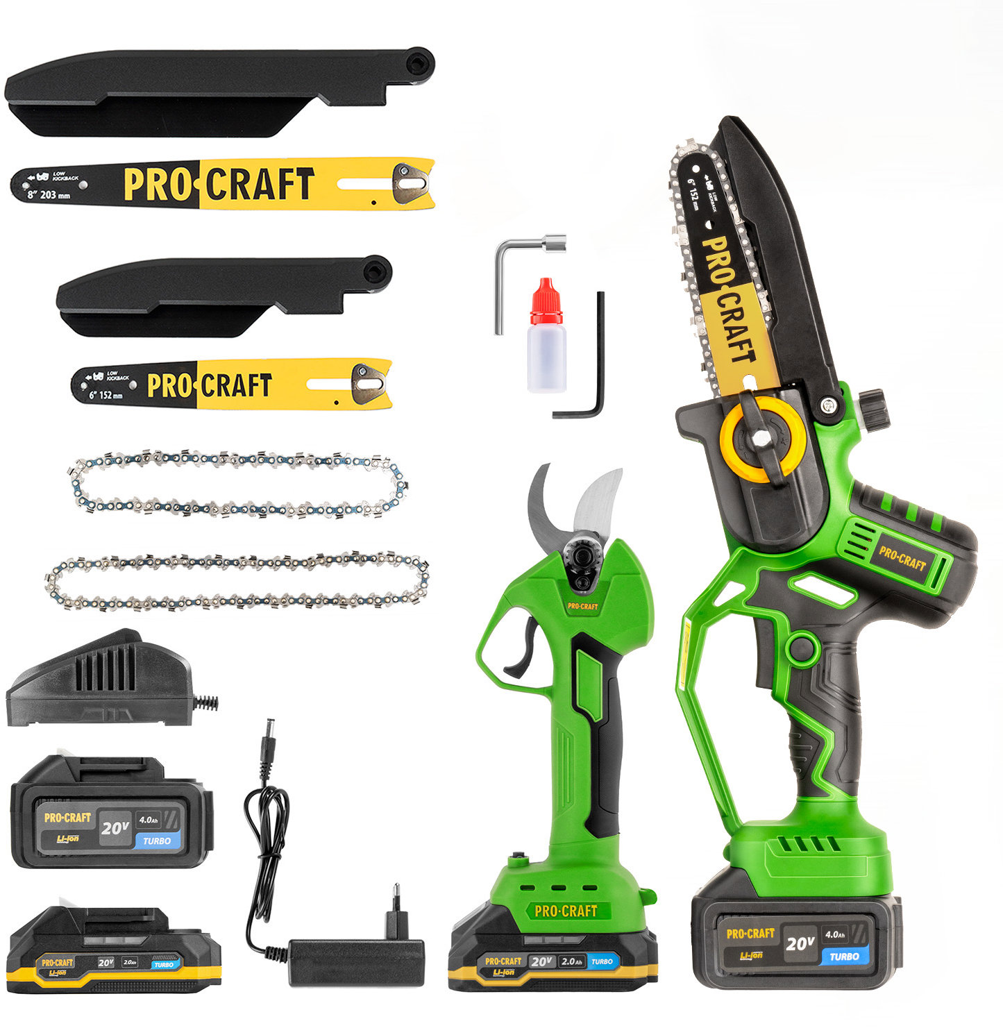 PROCRAFT Sada aku ruční pilka PKA32Li a nůžky na větve ES25Li (1 × 4 Ah + 1 × 2 Ah)