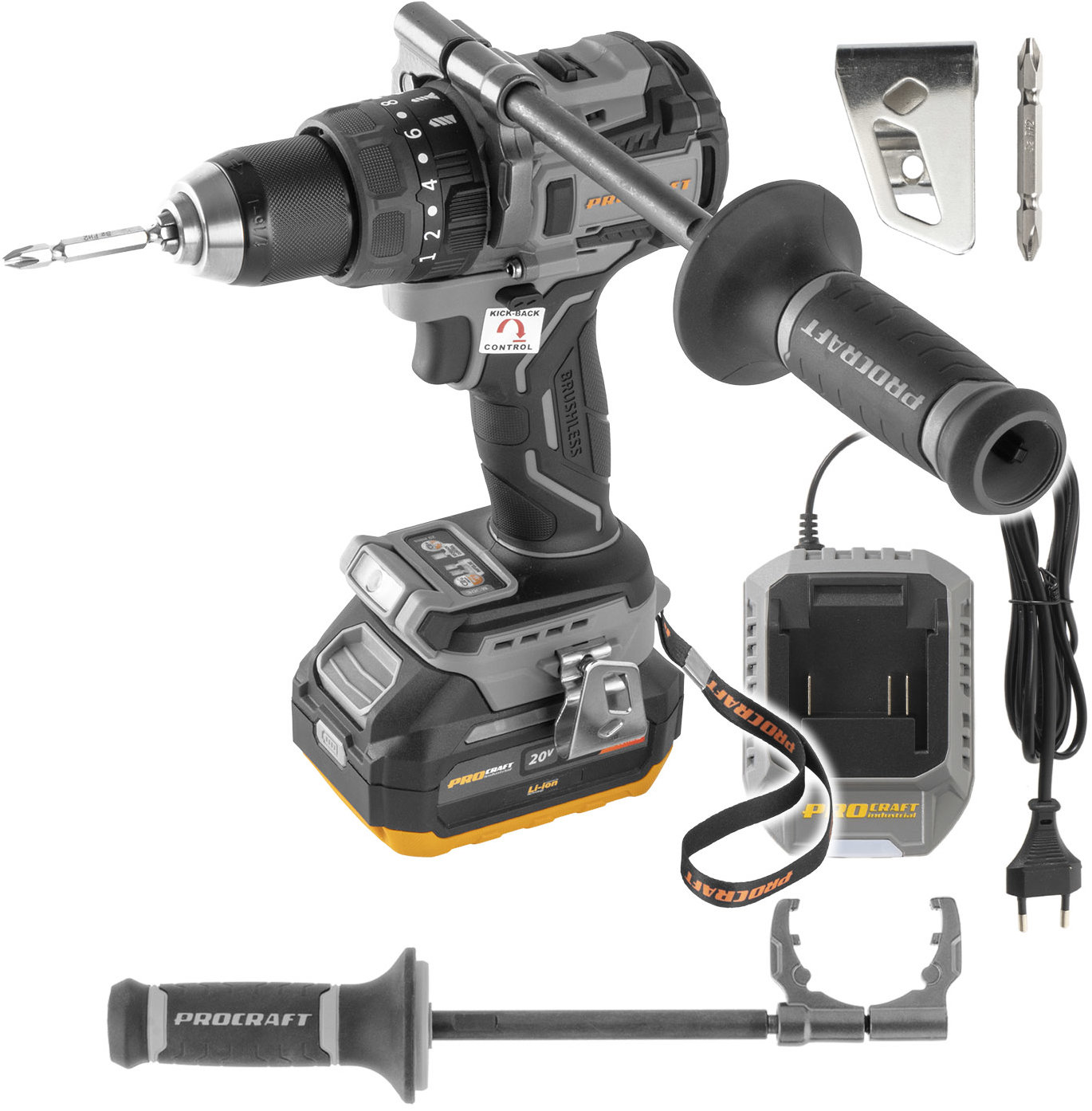 PROCRAFT Industrial Šroubovák vrtací AKU CD20B (1 × 4 Ah)