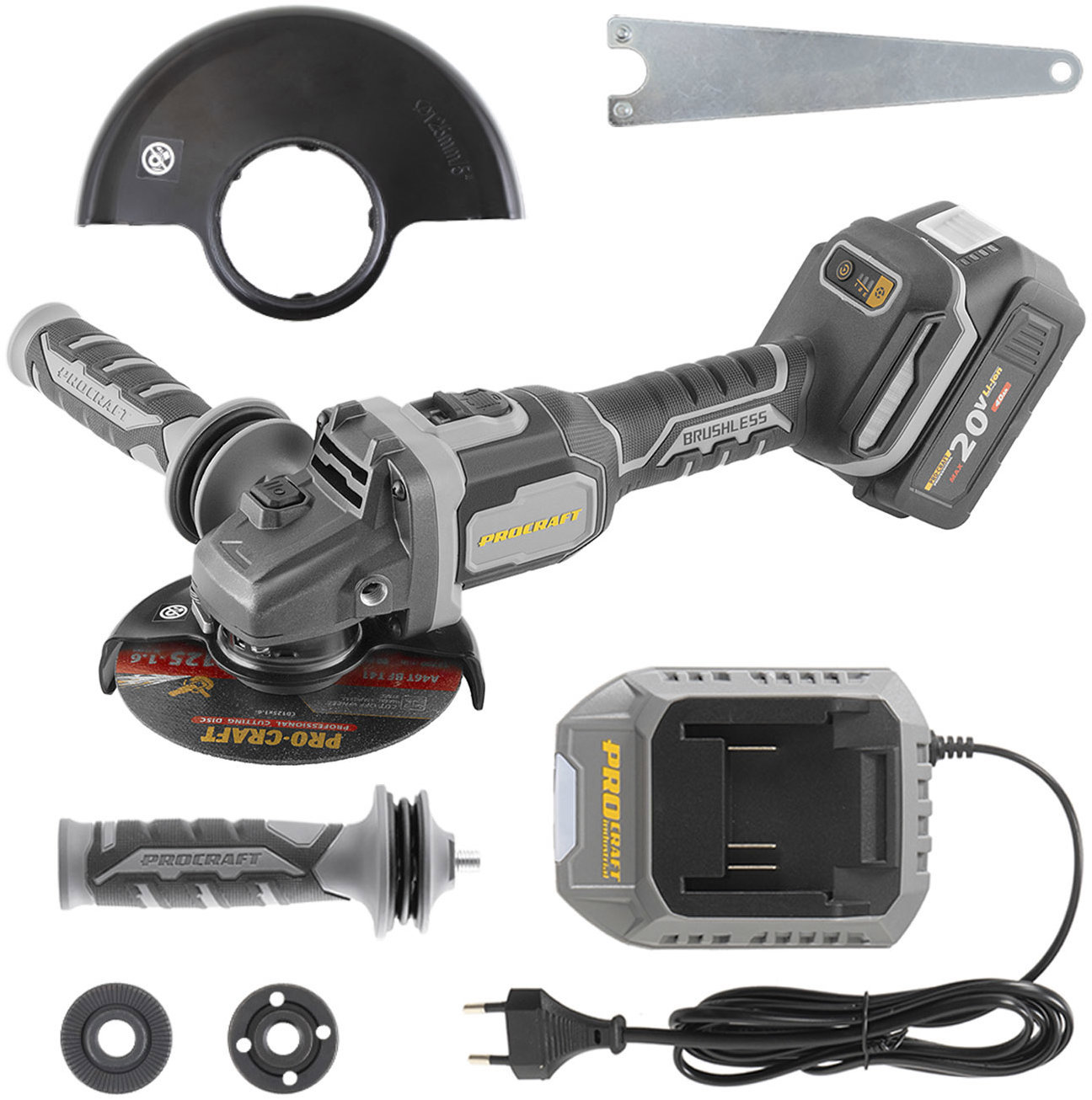 PROCRAFT Industrial Úhlová bruska AKU 125 mm AG125B (1 × 4 Ah)