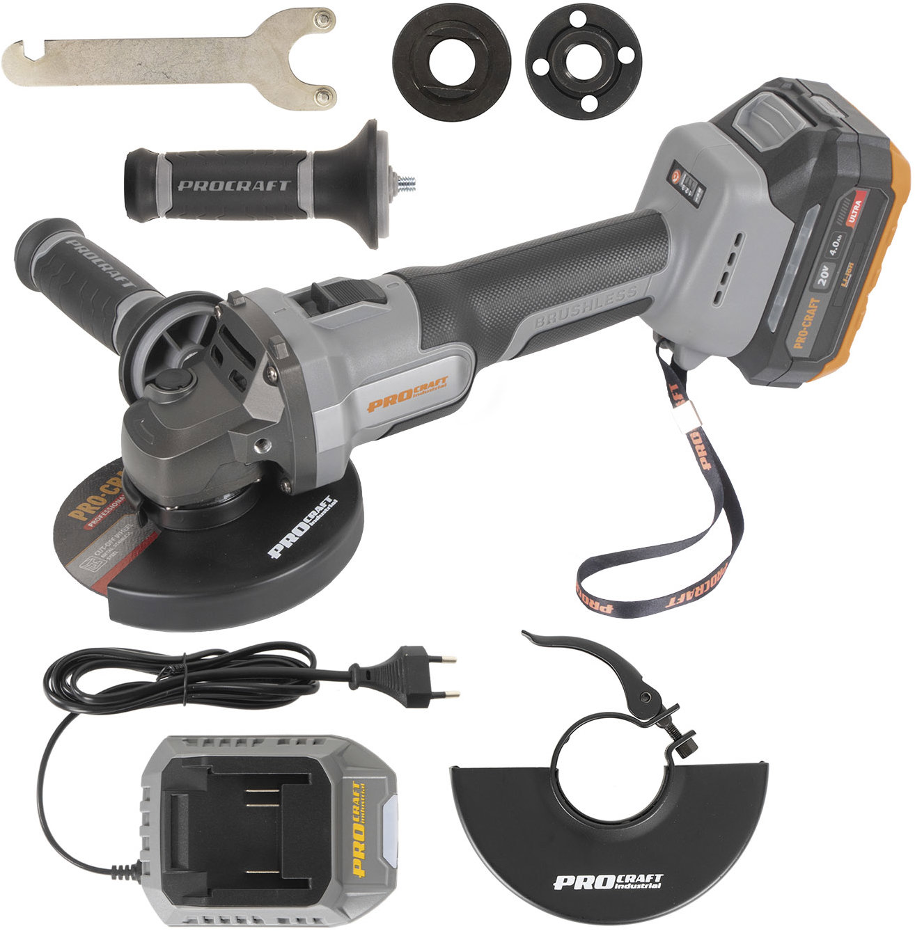 PROCRAFT Industrial Úhlová bruska AKU 125 mm AG125A, kufr (1 × 4 Ah)