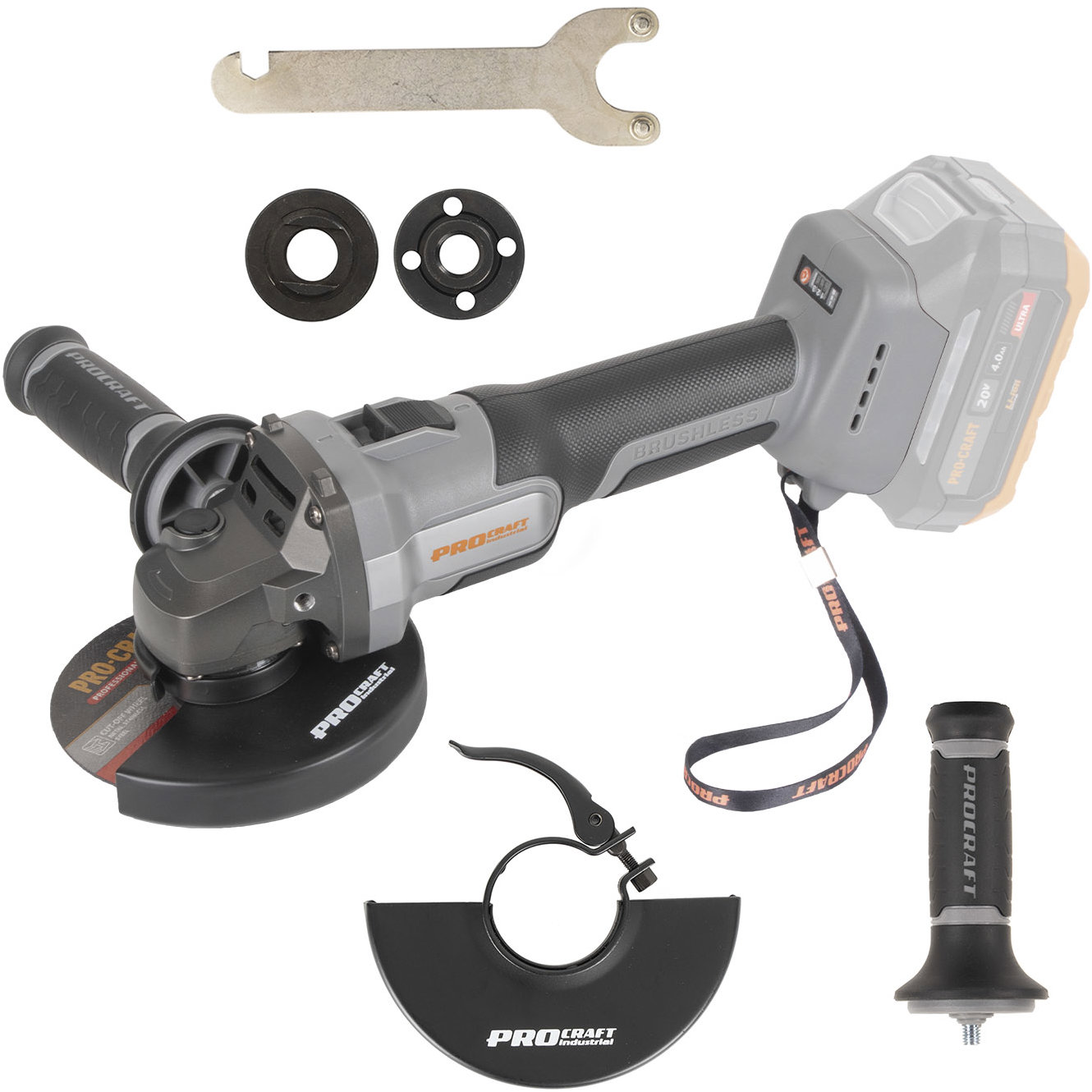 PROCRAFT Industrial Úhlová bruska AKU 125 mm AG125A (bez AKU)