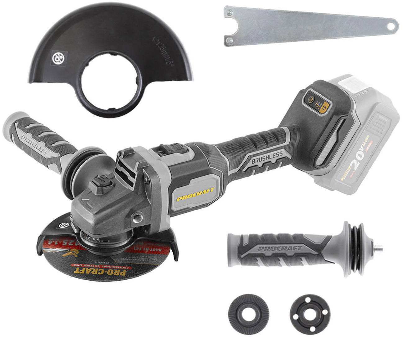 PROCRAFT Industrial Úhlová bruska AKU 125 mm AG125B (bez AKU)
