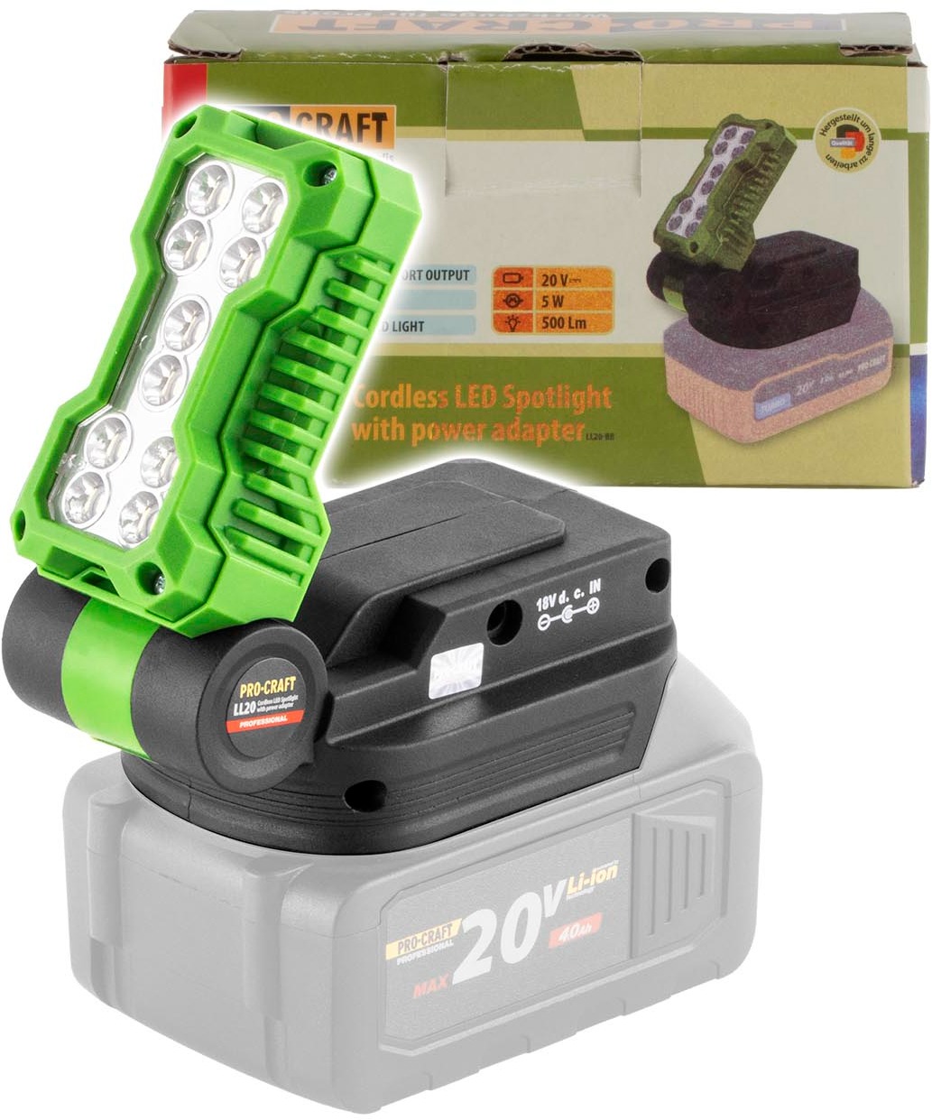 Procraft LED reflektor aku LL20bb (bez akumulátora a nabíjačky)