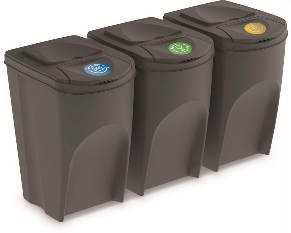 Prosperplast kôš na triedený odpad 3× 35 l PH Sivý