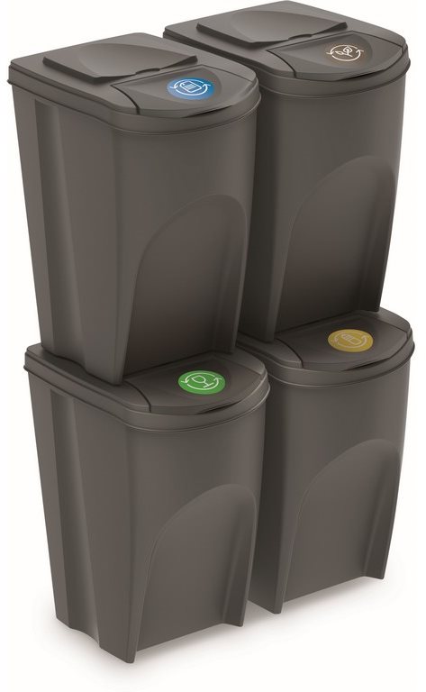 Prosperplast kôš na triedený odpad 4× 35 l PH Sivý