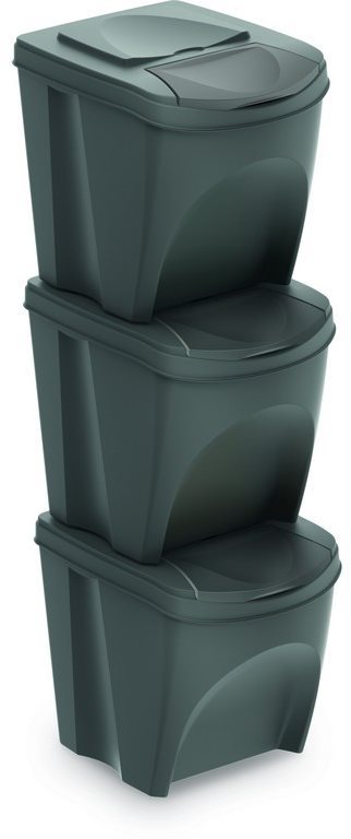 Prosperplast kôš na triedený odpad 3× 25 l PH Sivý
