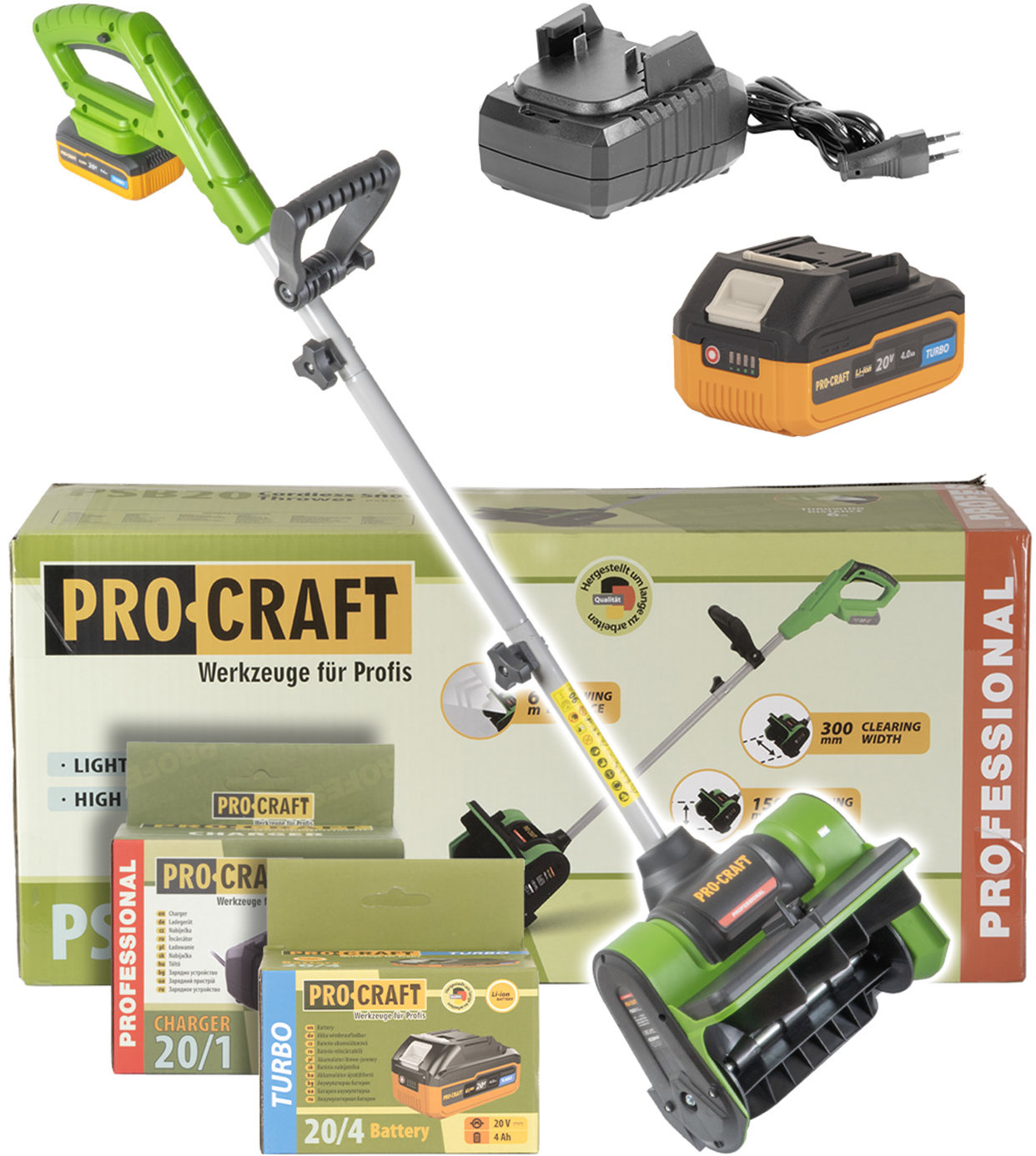 PROCRAFT Snehová fréza AKU SPSB20/20-4-Turbo/20-1 (1× 4 Ah)