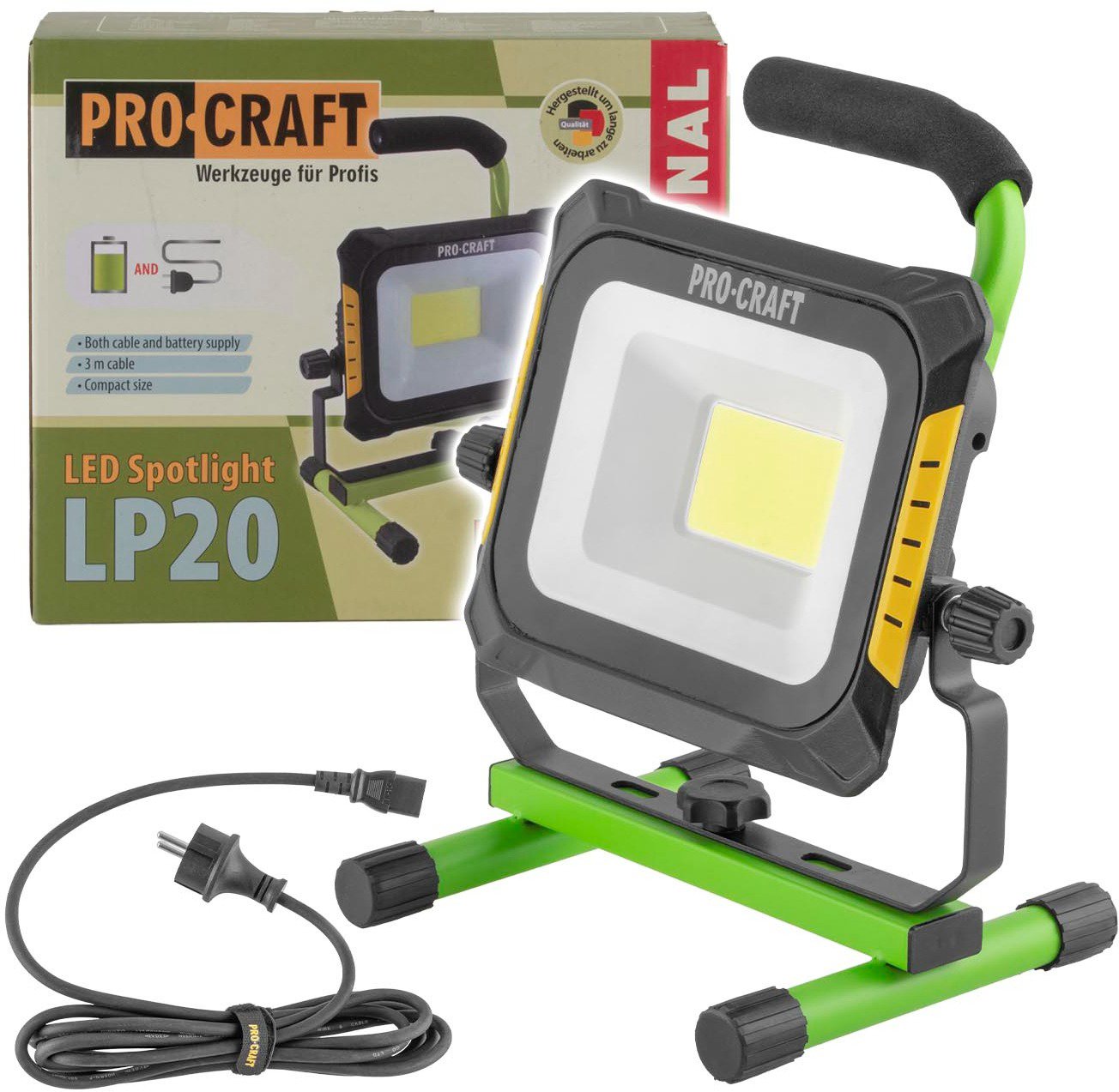 Procraft LED svietidlo – reflektor, aku/220 V LP20, bez aku