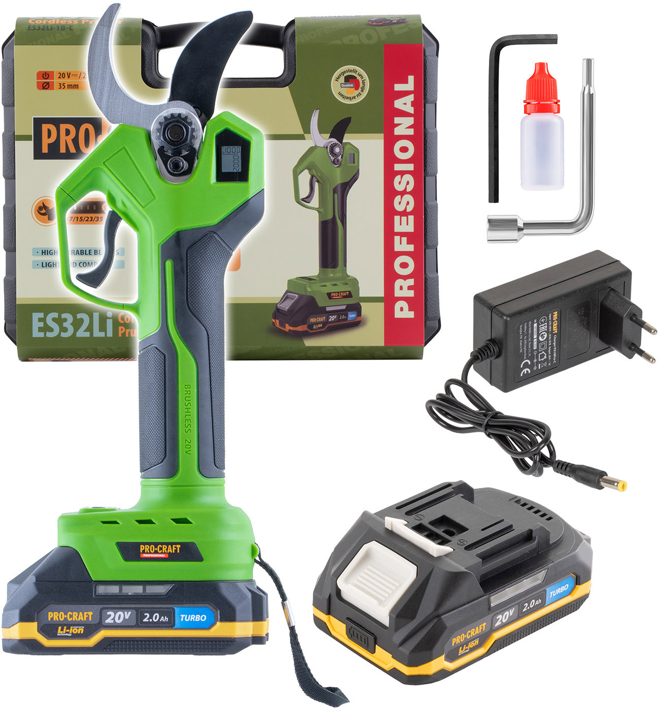 PROCRAFT Aku nožnice na konáre ES32Li (1× 2 Ah)