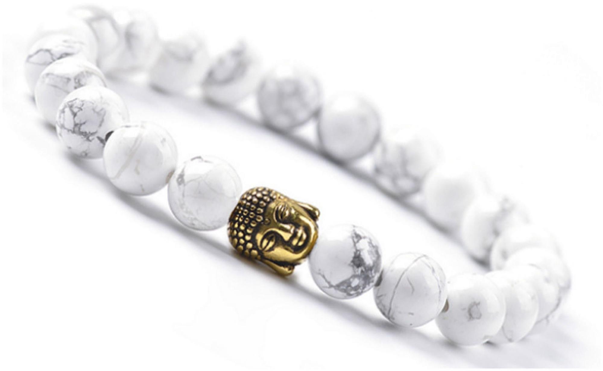 Feng Shui Harmony Náramok Howlit biely s Buddhom