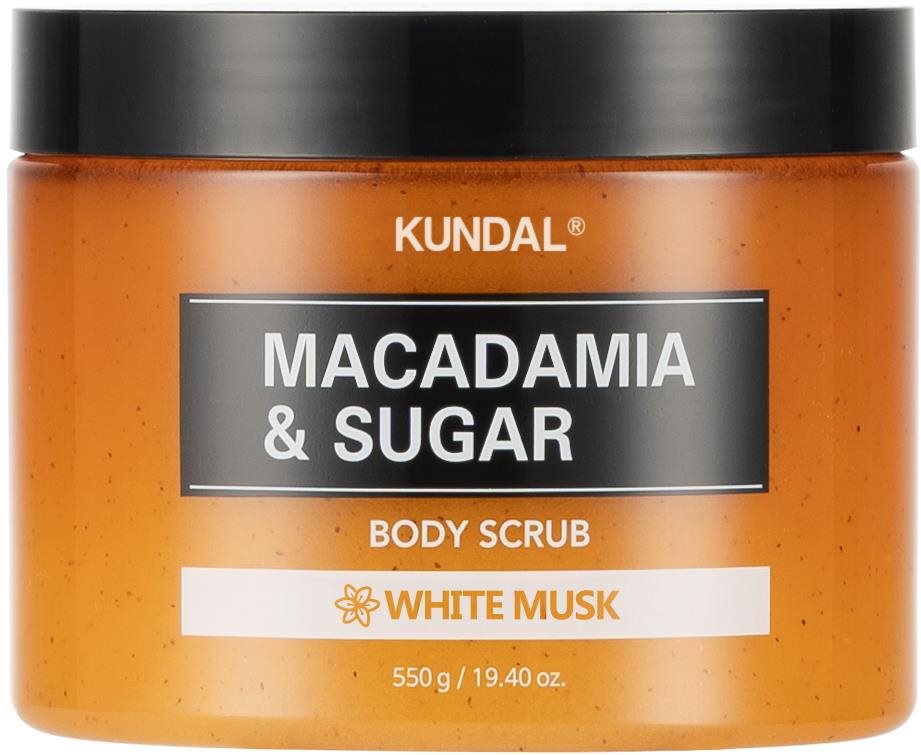 Kundal Macadamia & Sugar Body Scrub – telový peeling 550 g, White Musk