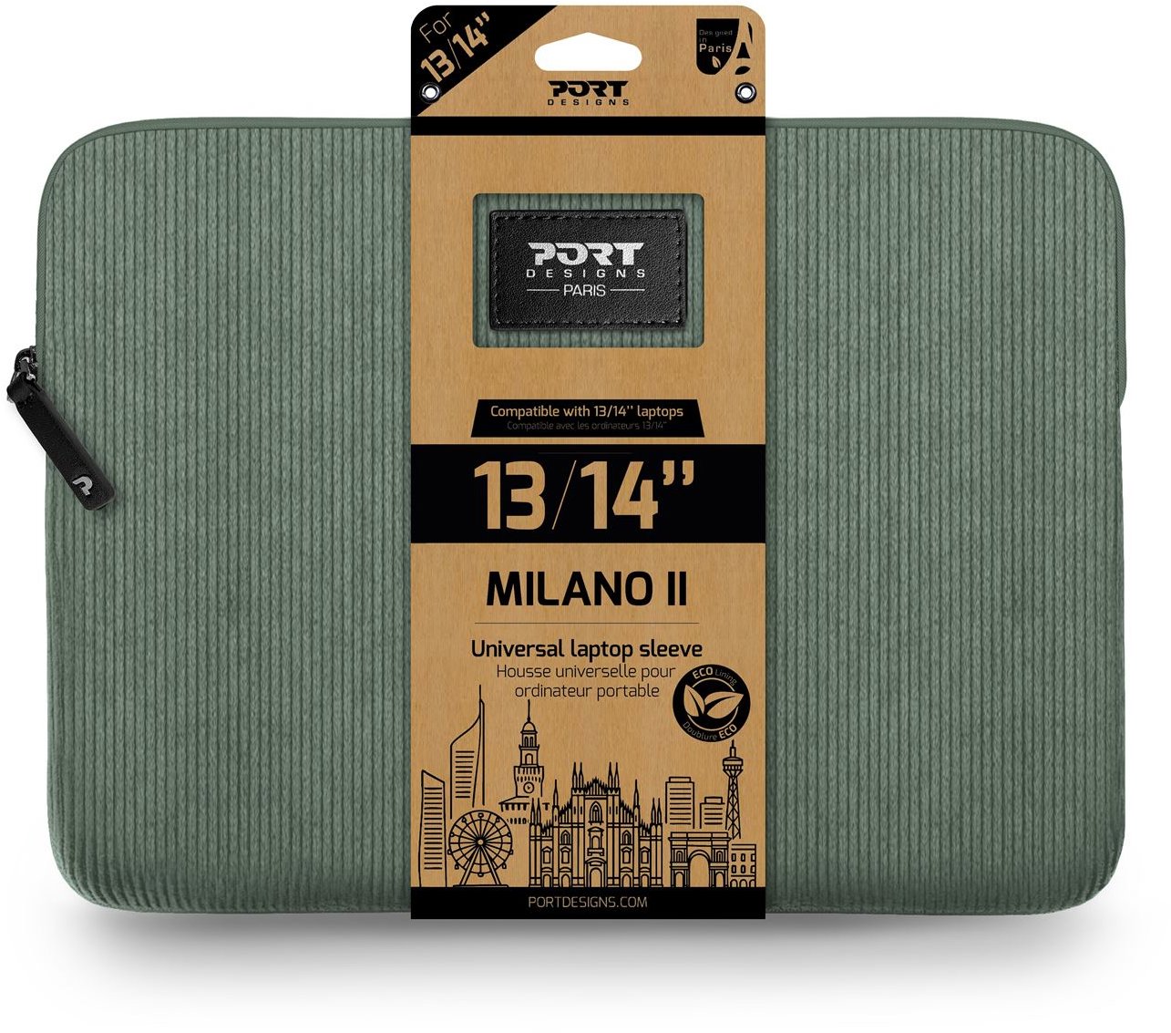 PORT DESIGNS Milano II ECO Sleeve 13/14'', zelené