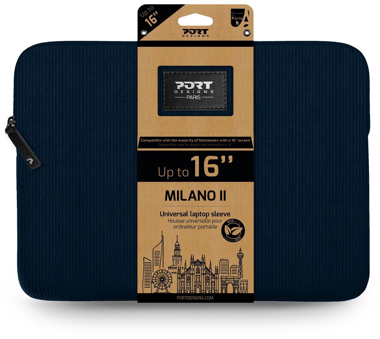 PORT DESIGNS Milano II ECO Sleeve 15.6'', modré