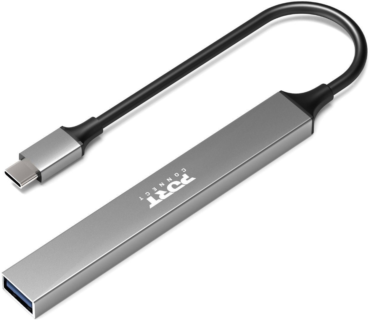 PORT CONNECT USB-C HUB, 4× USB + 1× USB-C 100 W PD, strieborný