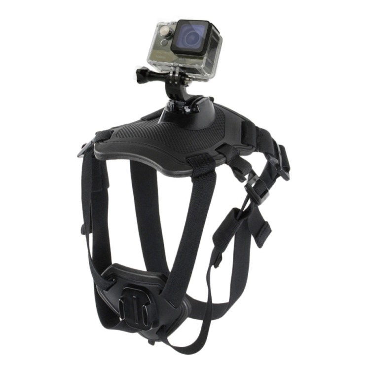 PULUZ Hound Dog Fetch Harness Adjustable Chest Strap Mount for GoPro, Insta360, DJI and Other (Black