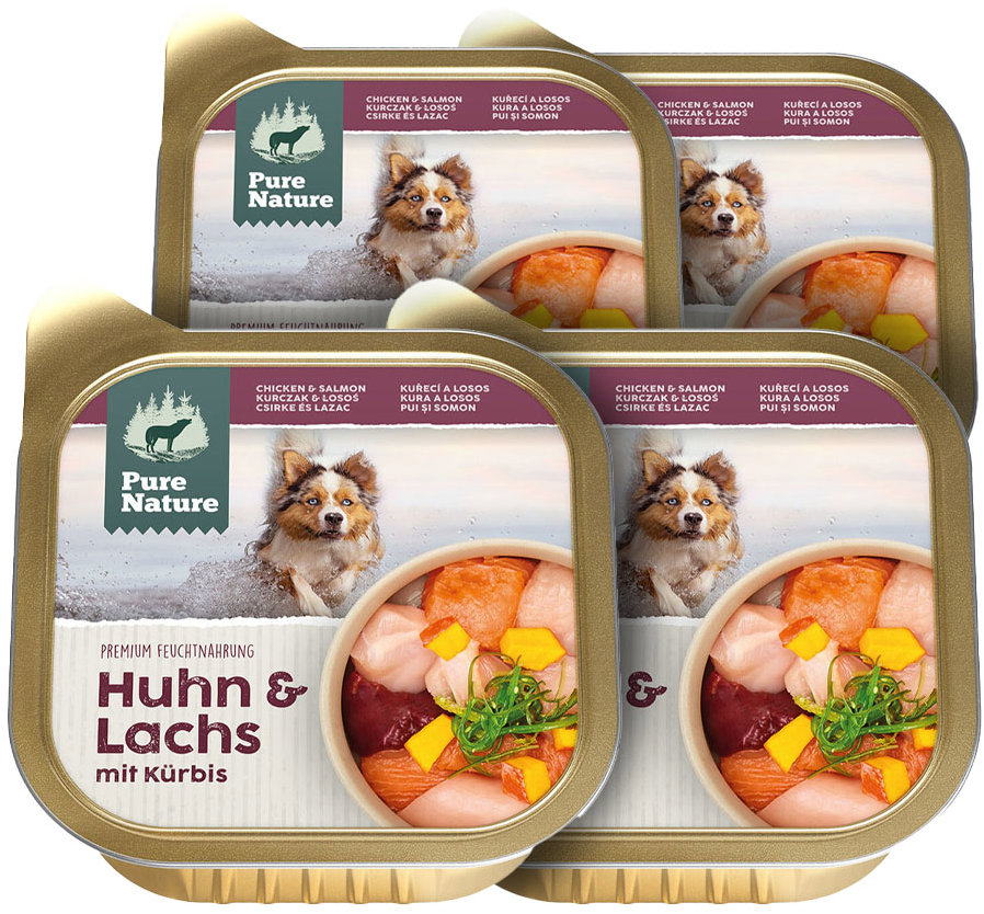 Pure Nature Dog Adult paštika Kuře a Losos 4 × 150 g
