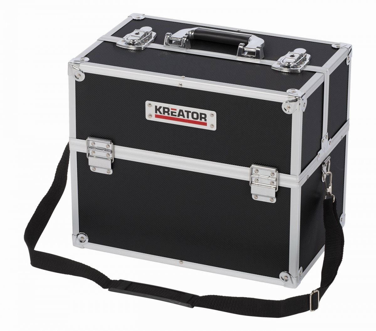 KREATOR Kufor na náradie hliníkový 360 × 230 × 300 mm čierny KRT640301B