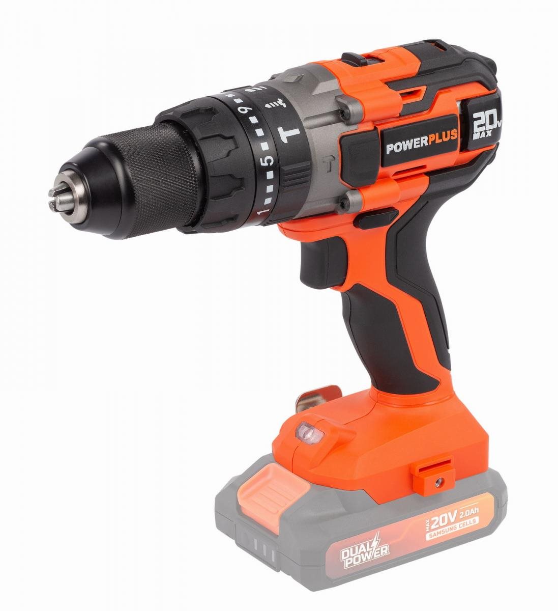 POWERPLUS Skrutkovač/vŕtačka AKU s príklepom 20 V LI-ION POWDP15200 (bez AKU)