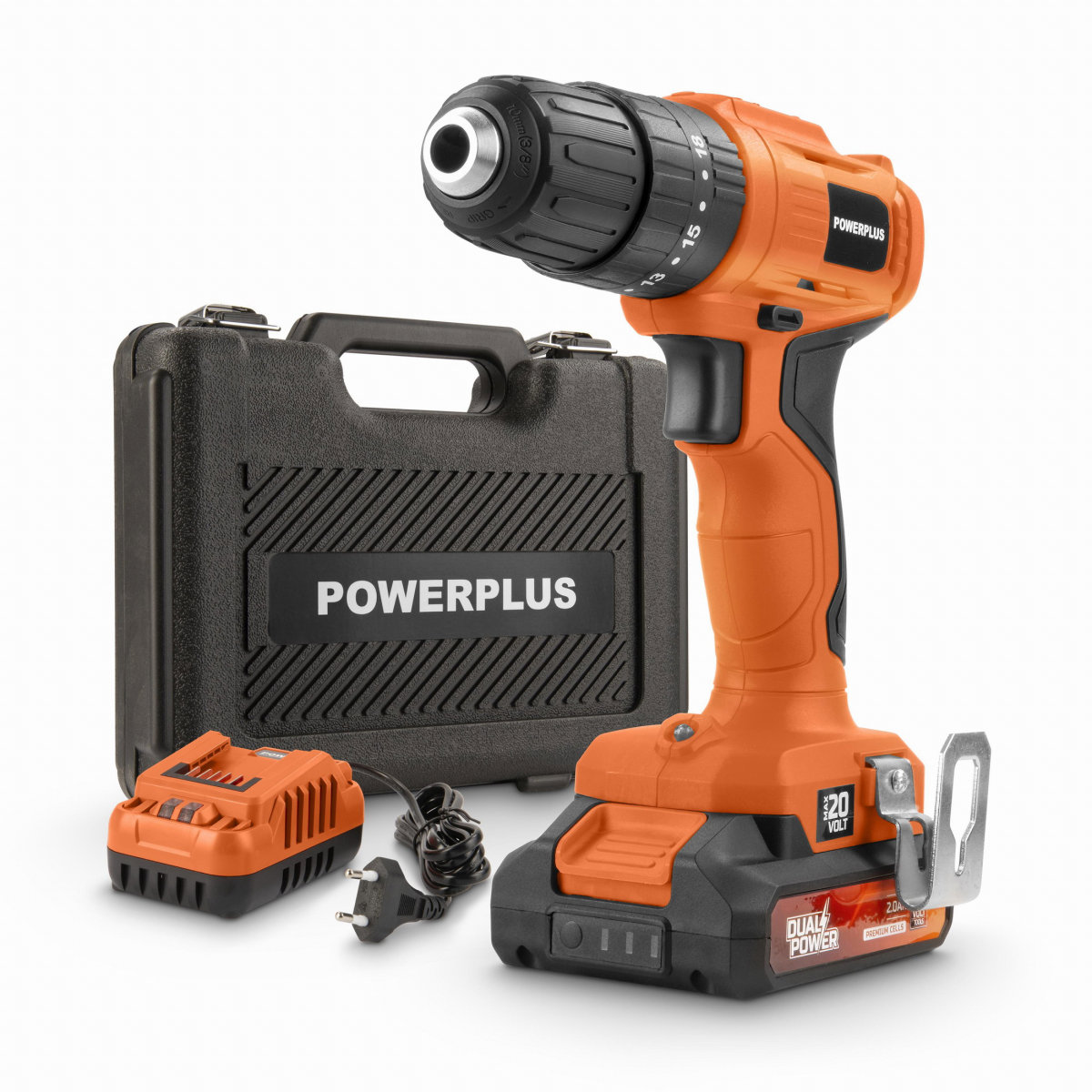 POWERPLUS Skrutkovač/vŕtačka AKU s príklepom 20V SET POWDPO1110 (1× 2 Ah)