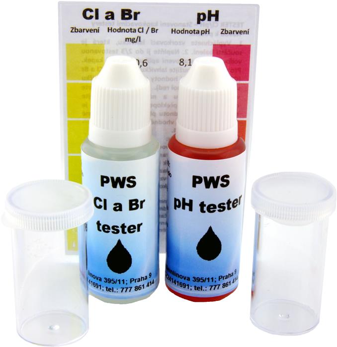 PWS Kvapkový tester Bazénovej vody pH a Cl