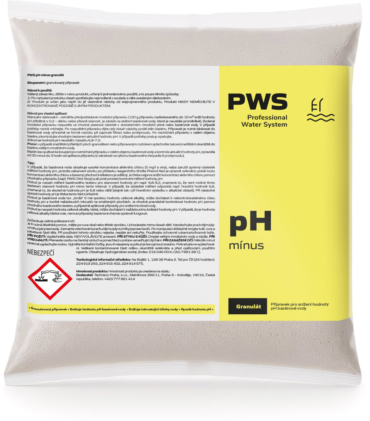PWS pH mínus 1 kg na úpravu pH vody, DOPLNENIE