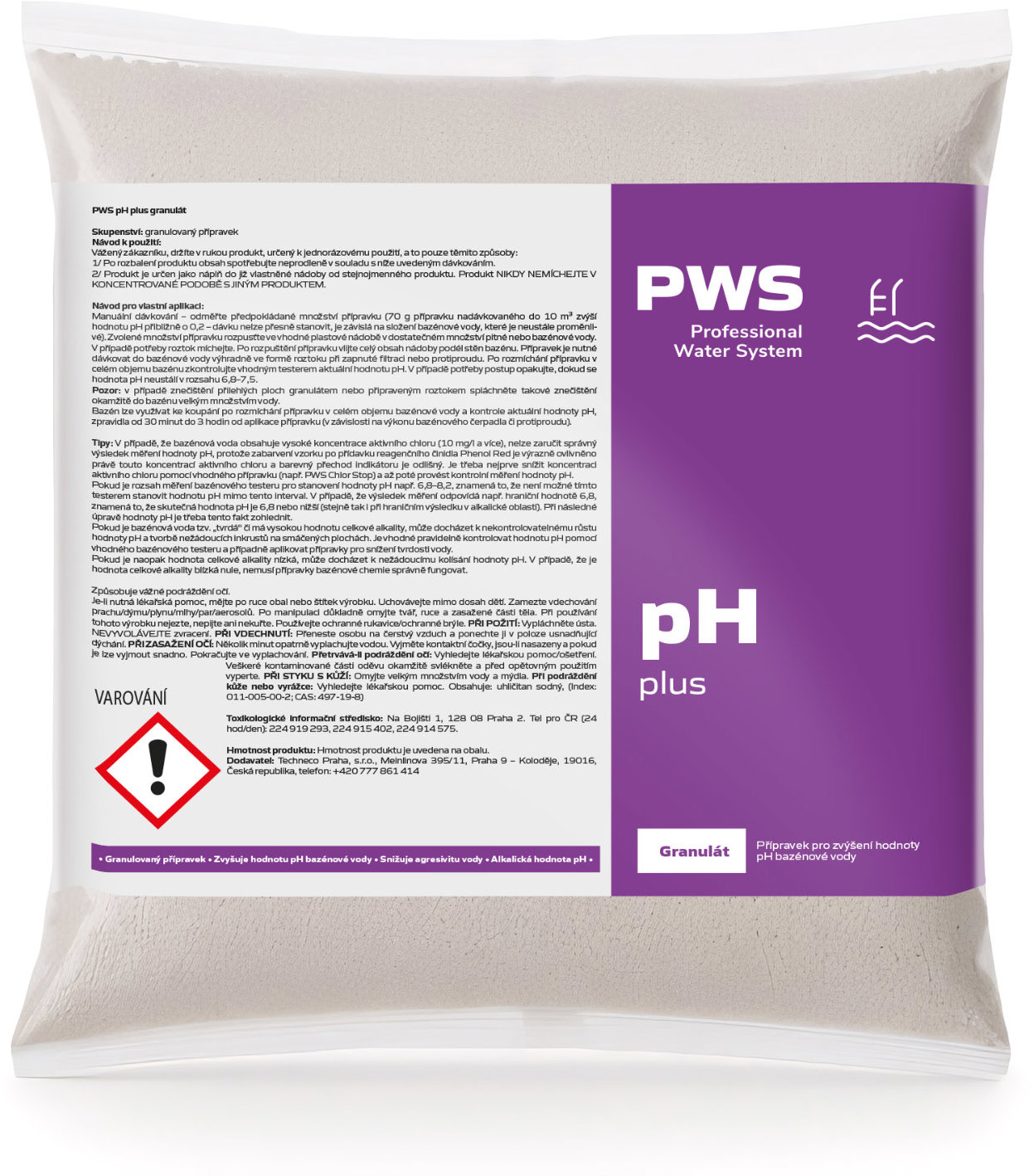 PWS pH plus 1 kg na úpravu pH vody, DOPLNENIE